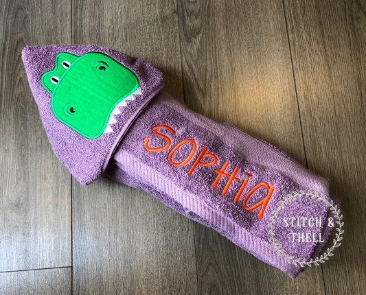 Dinosaur Peeker Hooded Towel