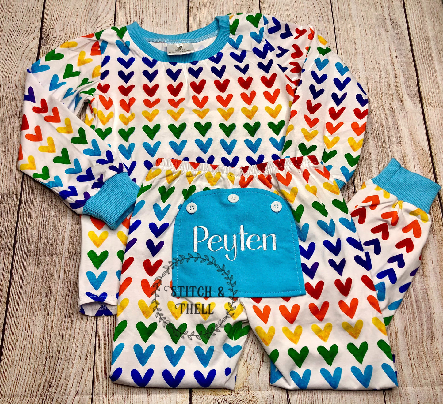 Rainbow Heart Butt Flap Pajamas