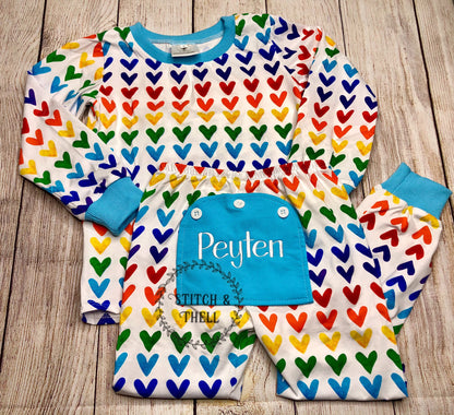 Rainbow Heart Butt Flap Pajamas