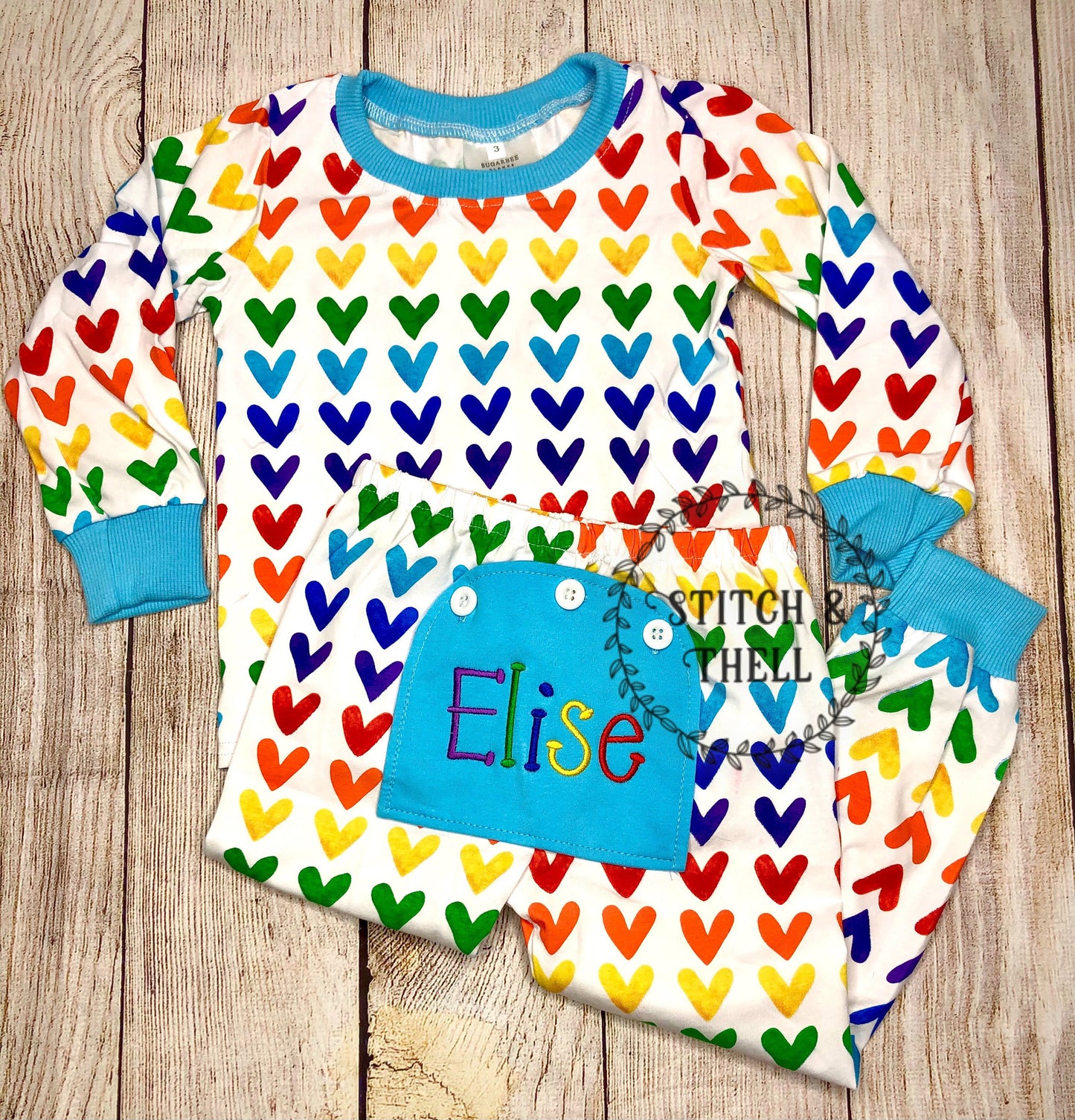 Rainbow Heart Butt Flap Pajamas
