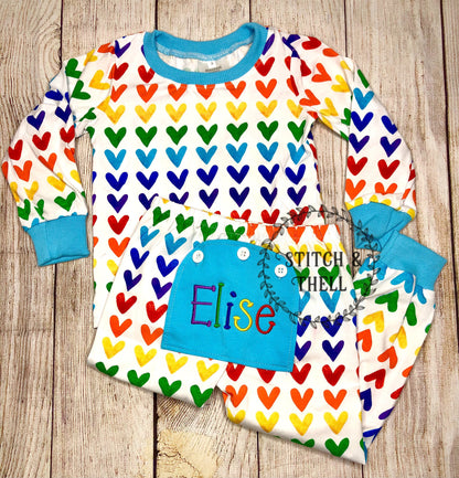 Rainbow Heart Butt Flap Pajamas
