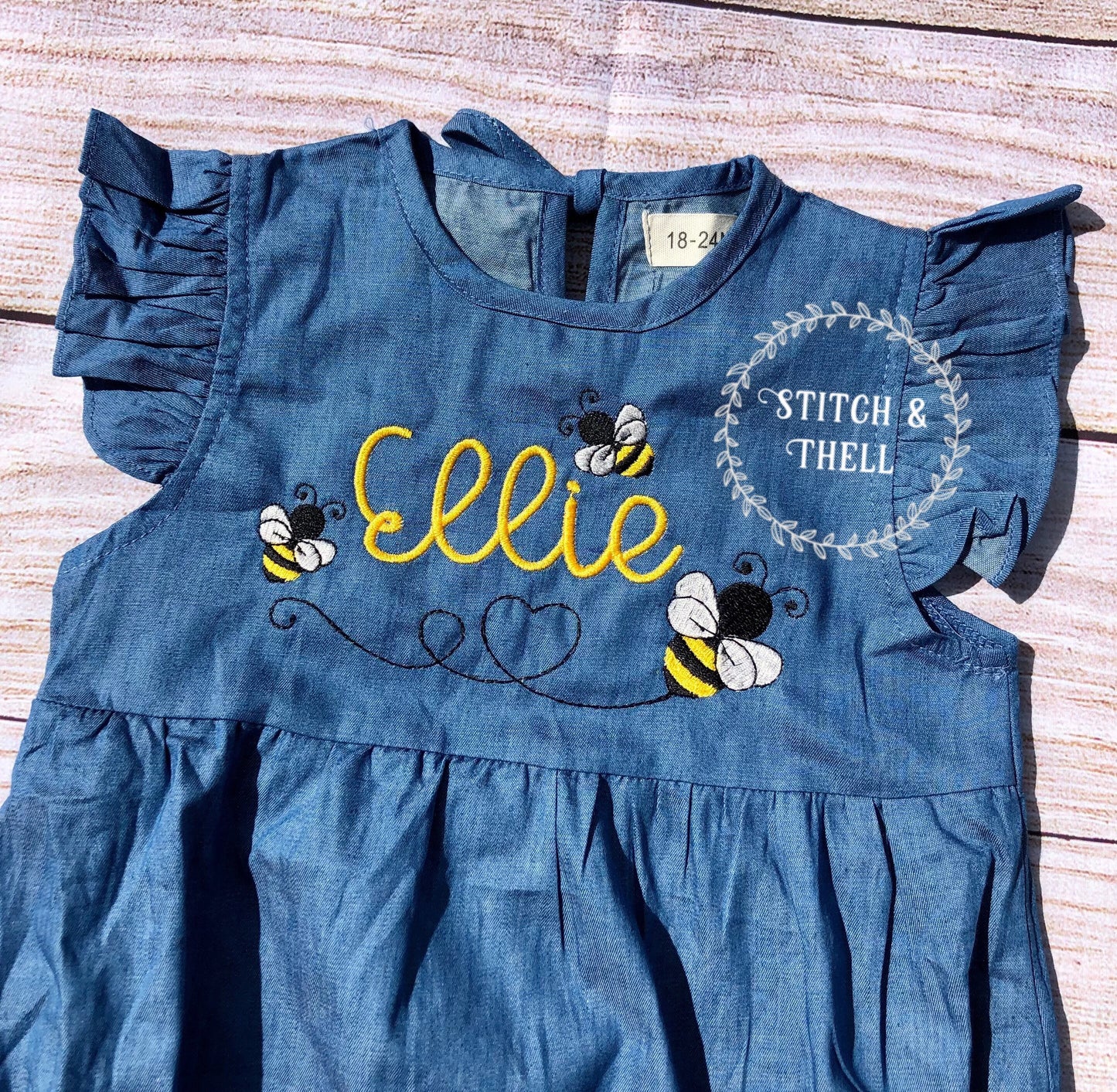 Bumble Bee Denim Romper