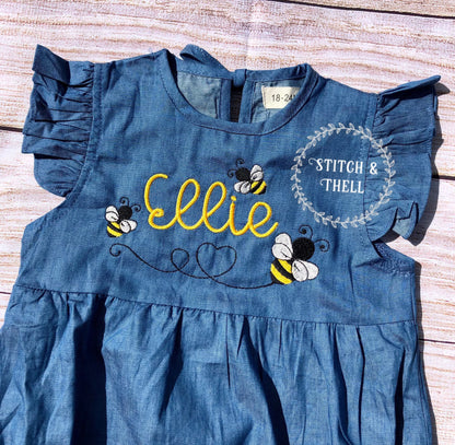 Bumble Bee Denim Romper