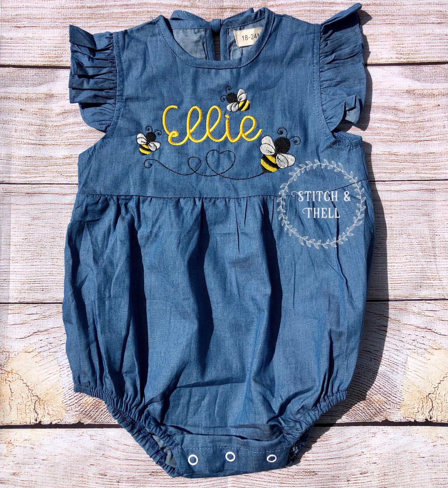 Bumble Bee Denim Romper