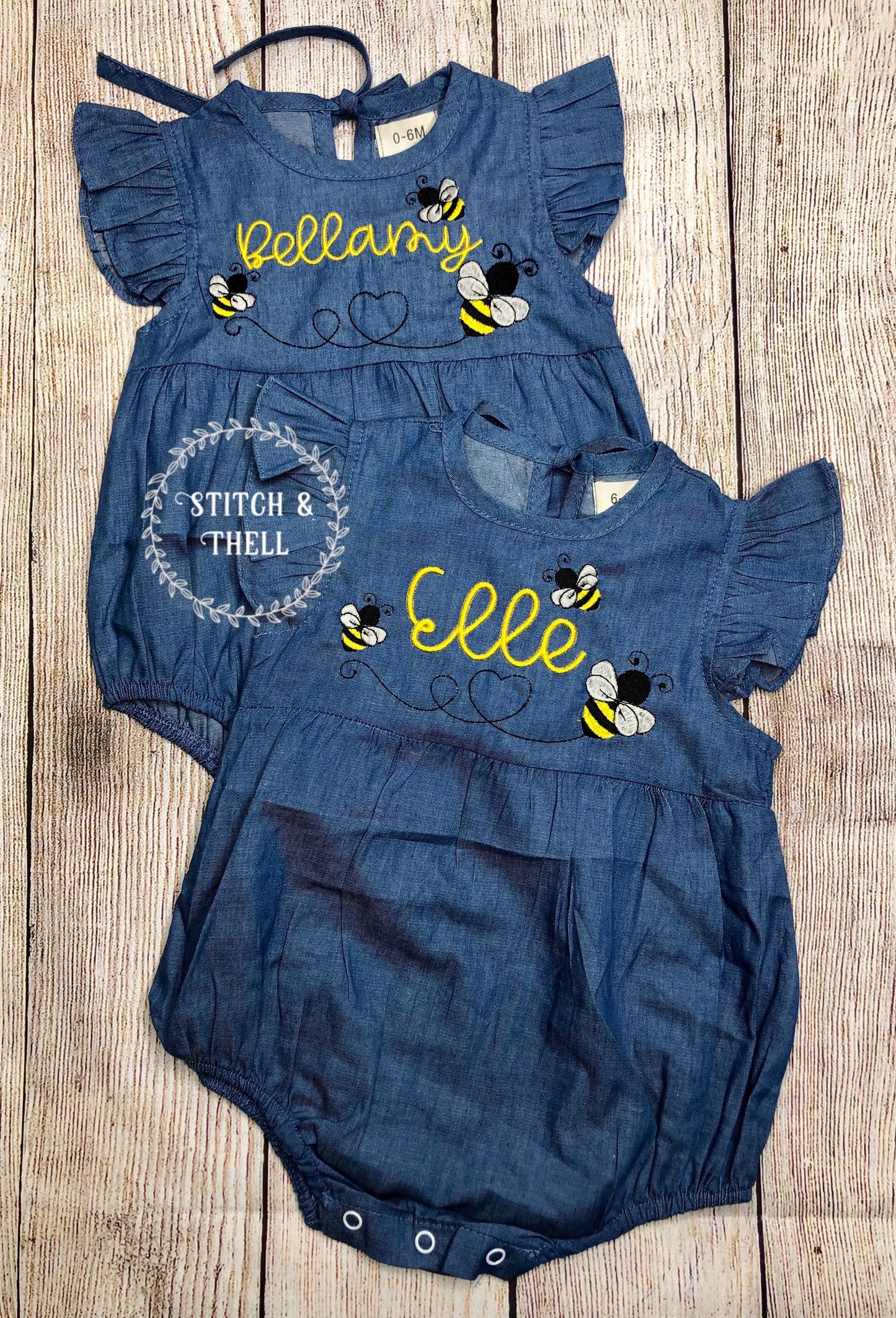 Bumble Bee Denim Romper